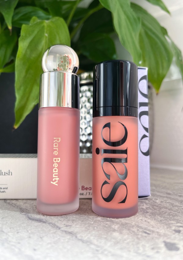 Saie and Rare Beauty liquid blushes
