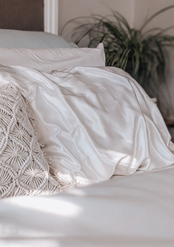 white silk pillowcase